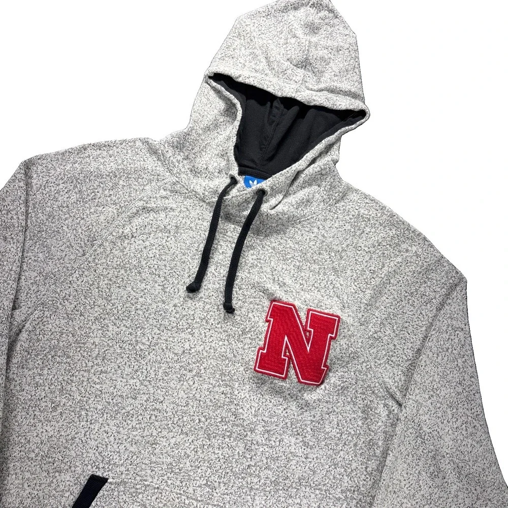 Vintage Nebraska Cornhuskers adidas Sweatshirt Hoodie Mens Large Gray Knit